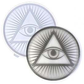 Flat Round with Evil Eye DIY Silicone Display Molds, Portrait Sculpture Resin Casting Molds, For UV Resin, Epoxy Resin Jewelry Making