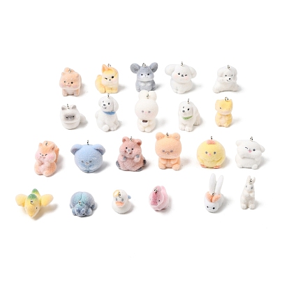 Флокированные подвески из непрозрачной смолы, с платиновыми тоновыми железными петлями