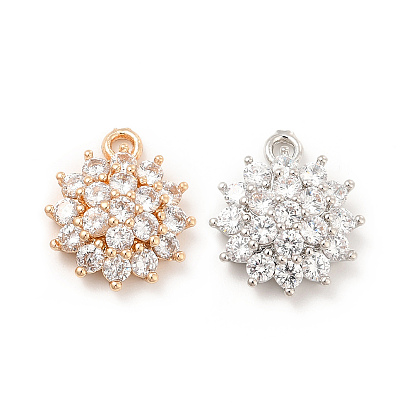 Латунные микропаве прозрачные подвески с фианитом, без кадмия, без никеля и без свинца, 