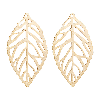 30Pcs Brass Pendants, Long-Lasting Plated, Leaf