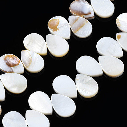 Natural Freshwater Shell Beads Strands, Teardrop
