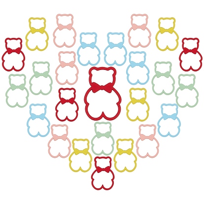 50Pcs 5 Colors Spray Painted Alloy Pendents, Bear with Bowknot