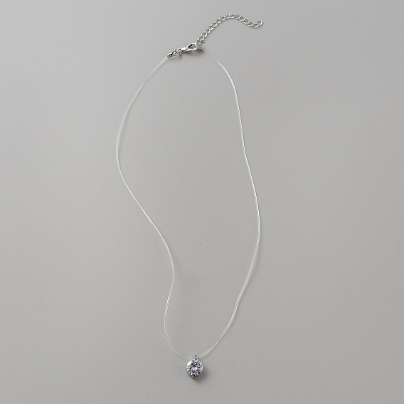 Колье из сплава со стеклянной подвеской, платина