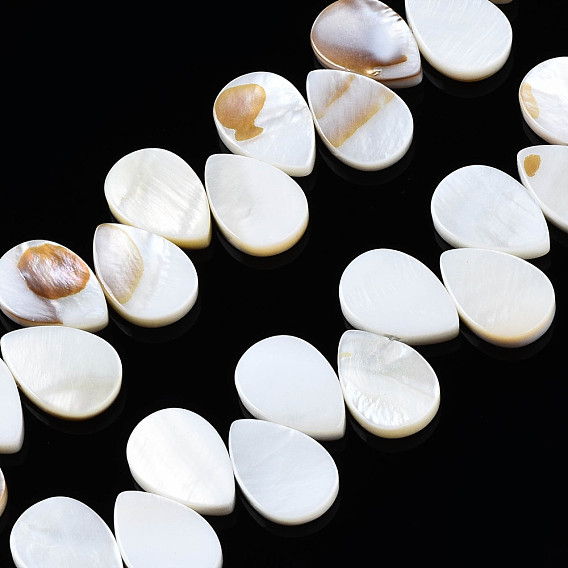 Natural Freshwater Shell Beads Strands, Teardrop