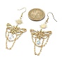 201 Stainless Steel Butterfly Dangle Earrings, with Glass Teardrop Charm, Brass Jewelry for Women, Sun