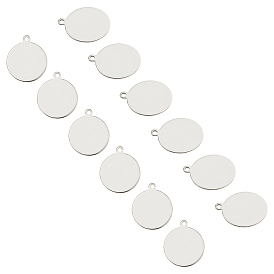 201 Stainless Steel Stamping Blank Tag Pendants, Flat Round