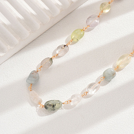 Винтажное женское ожерелье из латуни и самородков с замком и воротником-звеном, универсальный и элегантный