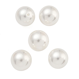Baking Painted Pearlized Glass Pearl Round Beads, Half Drilled