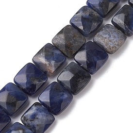 Natural Sodalite Beads Strands, Faceted Square