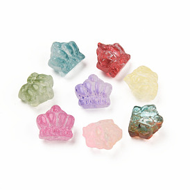 Two Tone Transparent Spray Painted Glass Beads, Crown