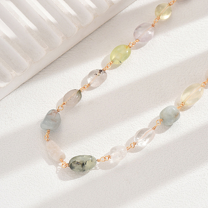 Винтажное женское ожерелье из латуни и самородков с замком и воротником-звеном, универсальный и элегантный