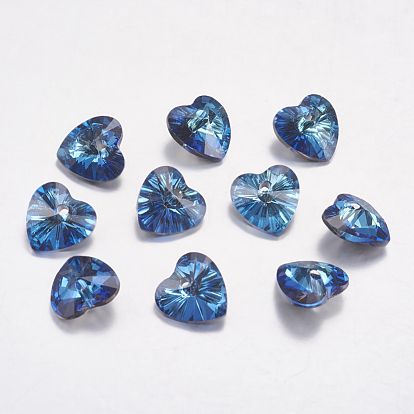 Faceted Glass Rhinestone Charms, Imitation Austrian Crystal, Heart