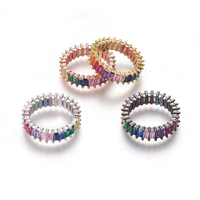 Cubic Zirconia Rings, with Brass Findings
