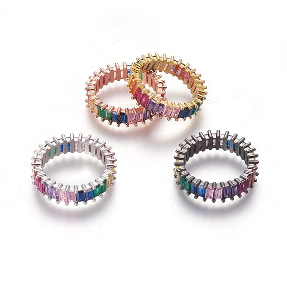 Cubic Zirconia Rings, with Brass Findings