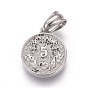 304 Stainless Steel Pendants, Flat Round with Human