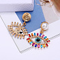 Exaggerated Devil Eye Pearl Alloy Earrings - Colorful Diamond, Super Flashy, Personalized Ear Pendant.