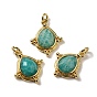 Gemstone Faceted Pendants, Rhombus Charms with Rack Plating Brass Findings, Cadmium Free & Lead Free