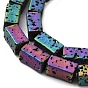 Electroplated Natural Lava Rock Beads Strands, Rectangle