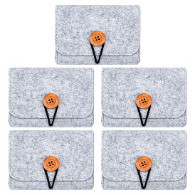 5 шт. фетровые мешочки для хранения украшений с кнопкой, для серьги, Кольца, , прямоугольные