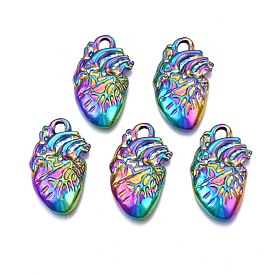Placage de rack pendentifs en alliage de couleur arc-en-ciel, sans cadmium et sans nickel et sans plomb, charmes de coeur