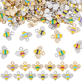 80 шт 2 цвета сплава эмаль подвески, со стразами, пчела прелести