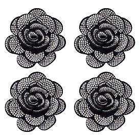 4шт. войлочные украшения, камелия, со стразами