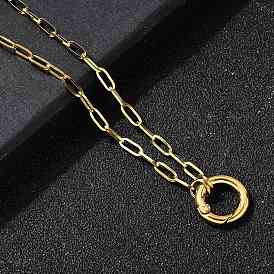 304 Женские ожерелья с подвеской в виде кольца-скрепки из нержавеющей стали, ионное покрытие (ip)