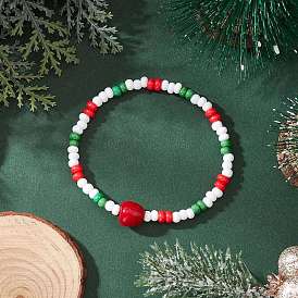 Рождественские стеклянные бисерные браслеты ручной работы из бисера и бусин-лэмпворк для женщин