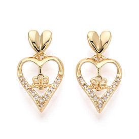 Латунный микро-паве кубический кубик циркония жемчужина, сердце, за половину пробурено бисера