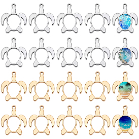 20 piezas 2 colores colgantes de acero inoxidable, encanto de tortuga marina
