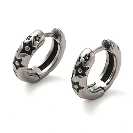 304 Stainless Steel Enamel Hoop Earrings, Star