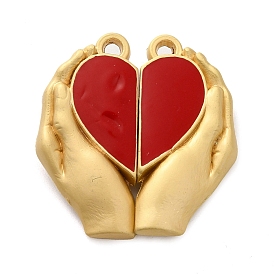 Cierres magnéticos de esmalte de aleación pintados con spray., mano con el corazón, oro