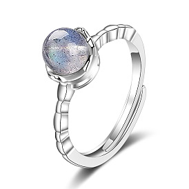 Blu-ray moonstone ring female niche design simple ring cold wind adjustable ring