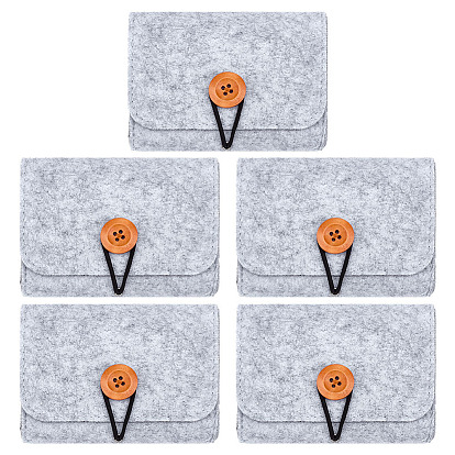 5 шт. фетровые мешочки для хранения украшений с кнопкой, для серьги, Кольца, , прямоугольные