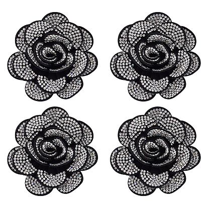 4шт. войлочные украшения, камелия, со стразами