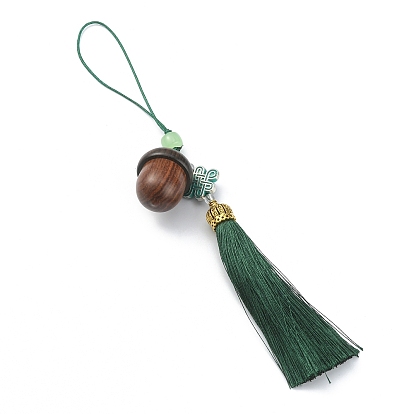 Acorn Wood Diffuser Pendant Decorations, Chinese Knot Tassel Charm for Mobile Phone Car Bag Decoration