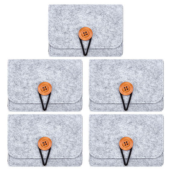 5 шт. фетровые мешочки для хранения украшений с кнопкой, для серьги, Кольца, , прямоугольные