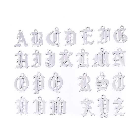 201 подвески из нержавеющей стали, лазерная резка, старый английский, алфавит, Письмо ~ Z