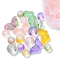 410Pcs 15 Style Transparent Spray Painted Glass Beads, with Golden Foil, Butterfly & Round