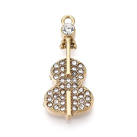 303 подвески из нержавеющей стали, со стразами, подвески для скрипки, ионное покрытие (ip), долговечный