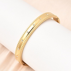 304 Шарнирные браслеты из нержавеющей стали со стразами для женщин, ионное покрытие (ip), долговечный, реальный 18 k позолоченный