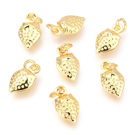 Brass Charms, Long-Lasting Plated, with Jump Ring, Strawberry