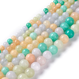 Dyed Natural White Jade Beads Strands, Round