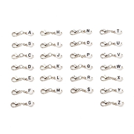 Acryl-Anhänger-Dekoration, mit Karabinerverschlüssen aus Zinklegierung und Eisenbeschlägen, flach rund mit Alphabet