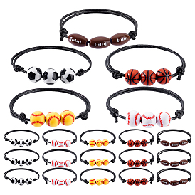 20 шт. 5 стили спортивные браслеты из акриловых бусин для мужчин и женщин, воском шнура