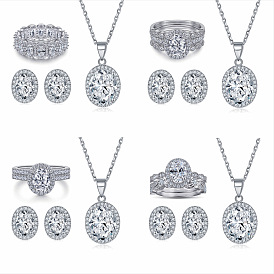 925 Sterling Silver Jewelry Set with Diamond-shaped Zirconia for Women