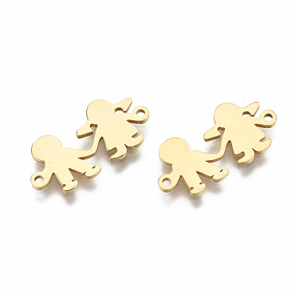 201 Stainless Steel Links Connectors, Laser Cut, Boy and Girl