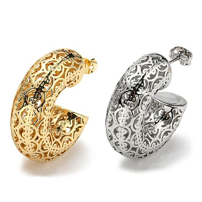 Серьги-гвоздики c-образной формы с узором в виде монет, украшения из латуни для женщин, без кадмия и без свинца