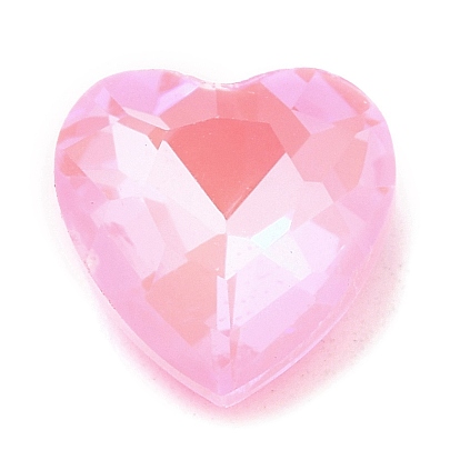 Pointed Back Glass Rhinestone Cabochons, Faceted Heart
