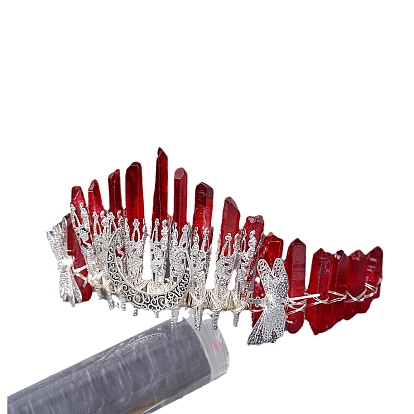 Moon Dragonfly Metal Hair Bands, Natural Quartz Wrapped Hair Hoop for Bridal Crown Hair Accessories